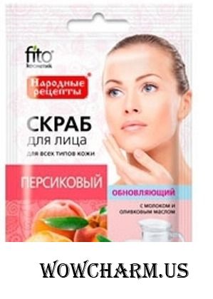 "Fitокосметик" / скраб для лица персиковый обновляющий с молоком и оливковым маслом
