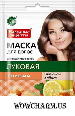 "Fitокосметик" / Натуральная маска для волос "Луковая с лимоном и медом" рост и объем.