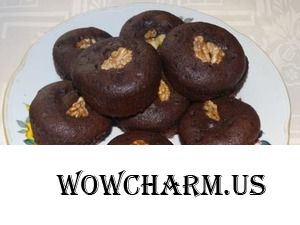 Шоколадные маффины "Горячее шоколадное сердце" по рецепту Марины (Golden_Nut)