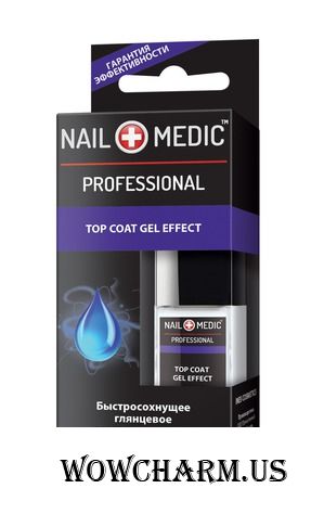 Ines Cosmetics / Nail Medic+ Быстросохнущее глянцевое верхнее покрытие Top Coat Gel Effect