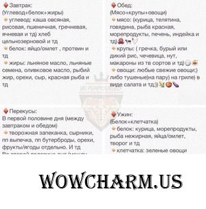 Примерное (!) меню для правильного питания