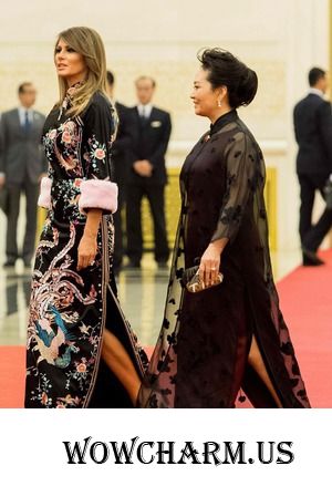 Один из лучших выходов Мелании Трамп - в платье-ципао от Gucci