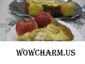 Овсянный пирог с яблоками в нежной заливке