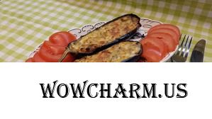 Баклажаны запеченные с творогом и сыром.