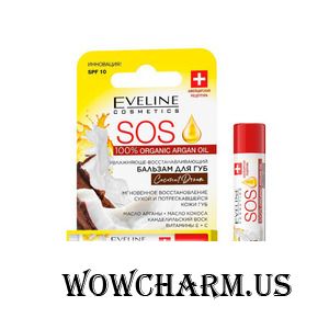 Eveline Cosmetics / Бальзам для губ Sos Argan Oil Coconut Dream Spf 10