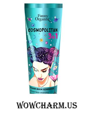 Funny Organix / Скраб Умная пенка-маска-гоммаж Cosmopolitan 3 in 1 для всех типов кожи лица