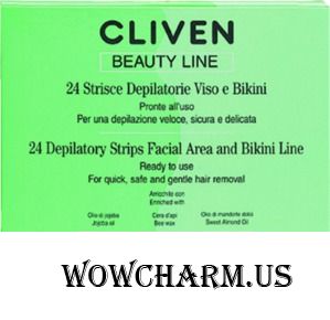 CLIVEN / Полоски для депиляции 24 Depilatory Strips Facial Area and Bikini line